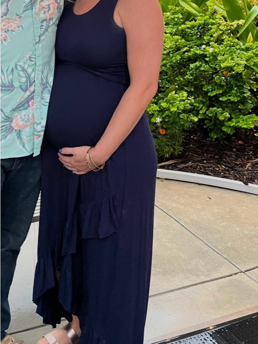 Pinkblush Navy Sleeveless Ruffle Maxi Dress